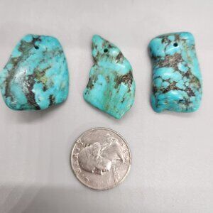 Turquoise Big Focal Pendant Bead Lot of 3 - 0.7 oz total weight